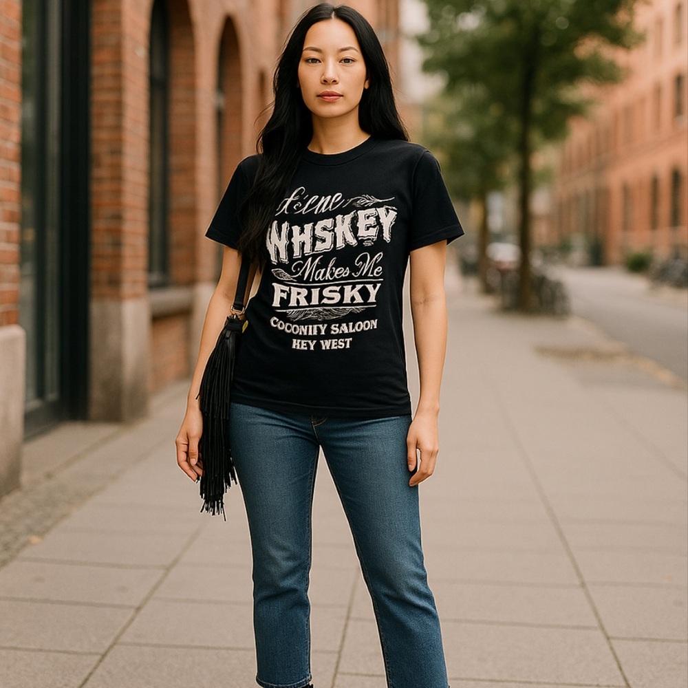 Ugly wear black coyote ugly whiskey frisky T-shirt!